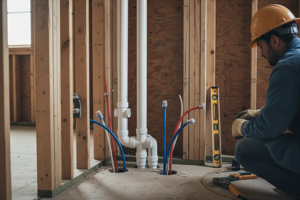 Drain and supply rough-in during Sump Pump Repair in Los Lunas
