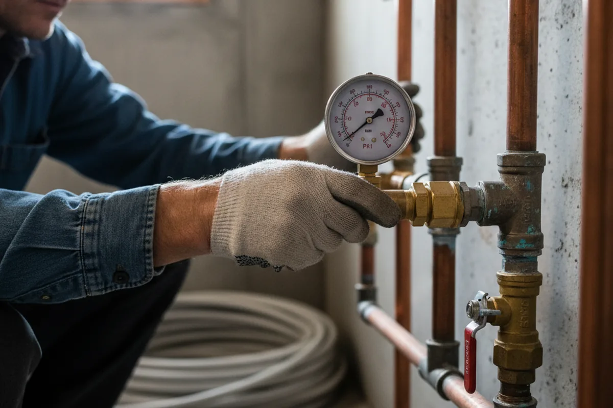 Pressure testing a repaired line during Water Line Repair in Los Lunas